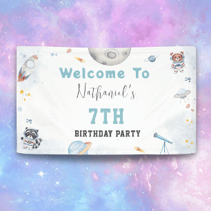 Bannière d'anniversaire à thème de l'espace