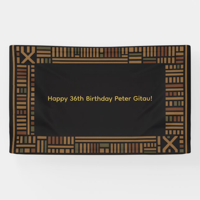 Bannière d'anniversaire African Gold Kente (Horizontal)