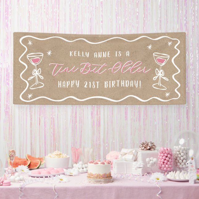 Bannière d'anniversaire couleur Kraft 'Un peu plus (Fête)