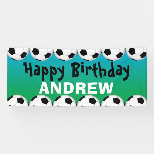 Bannière d'anniversaire de ballon de football (Horizontal)