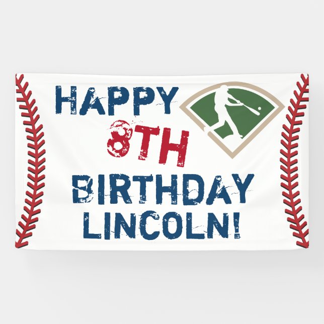 Bannière d'anniversaire de baseball personnalisée (Horizontal)