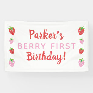 Bannière d'anniversaire de Berry First Red Pink S