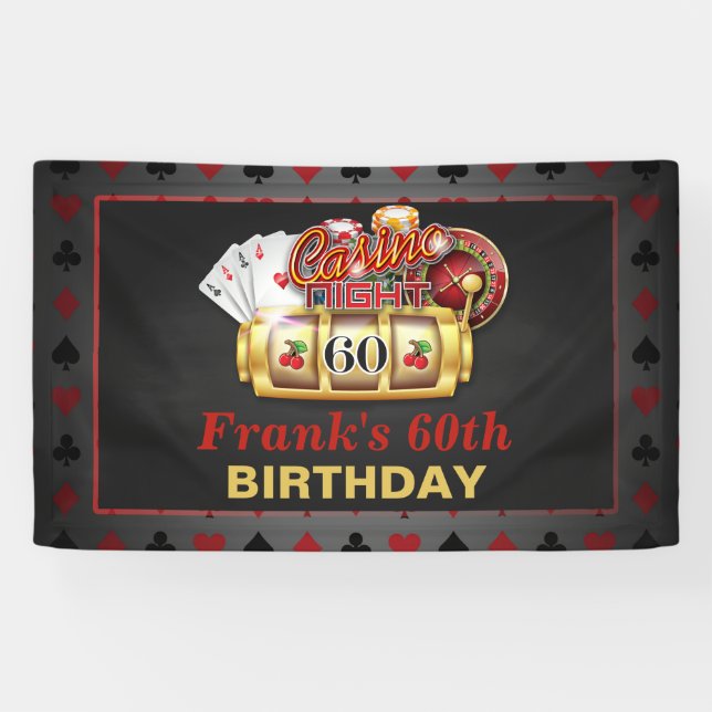 Bannière d'anniversaire de casino - soixantième (Horizontal)