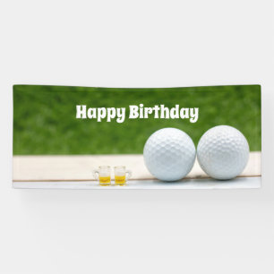 Bannière d'anniversaire de golf avec balles de go