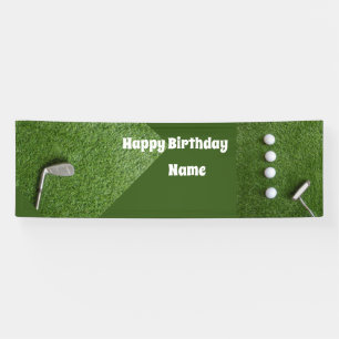 Bannière d'anniversaire de golf avec balles de gol