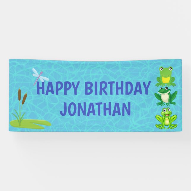 Bannière d'anniversaire de la grenouille (Horizontal)
