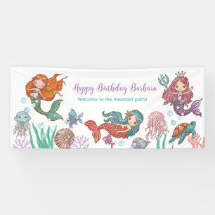Bannière d'anniversaire de la petite sirène