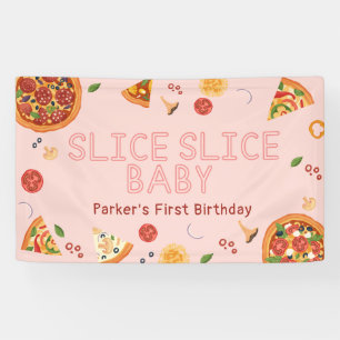 Bannière d'anniversaire de la pizza Slice Slice Mo