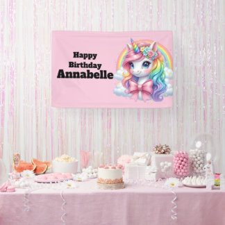 Bannière d'anniversaire de licorne magique | Panne
