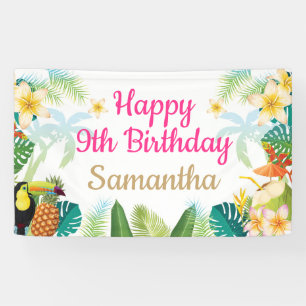 Bannière d'anniversaire de Luau - Bonne fête de fi