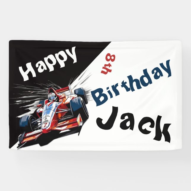 Bannière d'anniversaire de voiture de course modif (Horizontal)