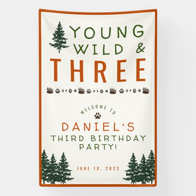 Bannière d'anniversaire de Young Wild et Three For (Verticale)