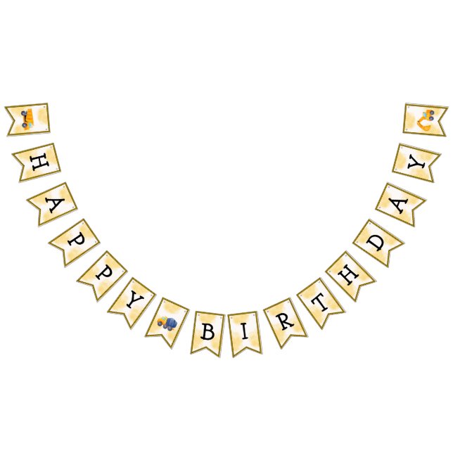 Bannière d'anniversaire des camions de constructio (Tout)