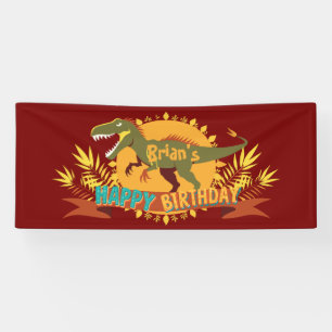 Bannière d'anniversaire des Dinosaures t-rex