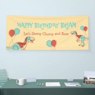 Bannière d'anniversaire des mignons dinosaures
