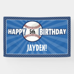 Bannière d'anniversaire du baseball bleu à tout 