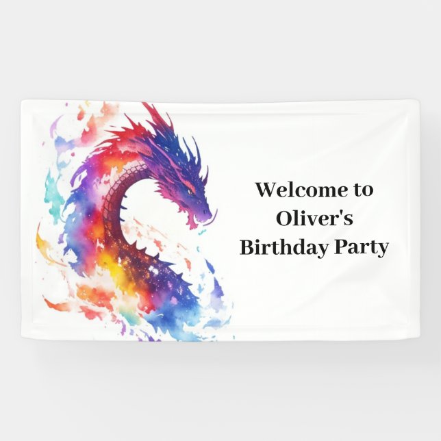 Bannière d'anniversaire du dragon moderne (Horizontal)