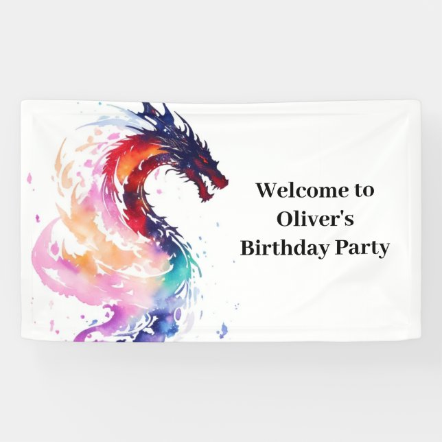 Bannière d'anniversaire du dragon mythique (Horizontal)