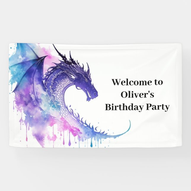 Bannière d'anniversaire Enchanted Dragon Tale (Horizontal)