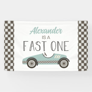 Bannière d'anniversaire Fast One Blue Voiture de c