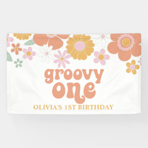 Bannière d'anniversaire florale super un rétro