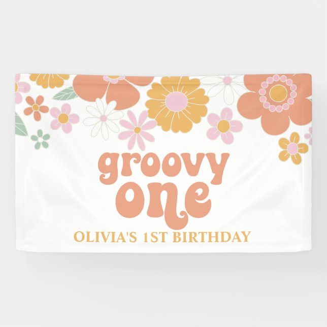 Bannière d'anniversaire florale super un rétro (Horizontal)