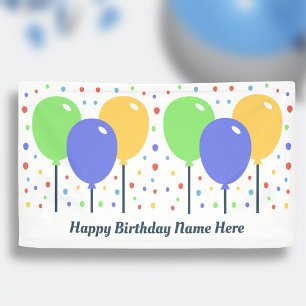 Bannière d'anniversaire joyeuse avec ballons color