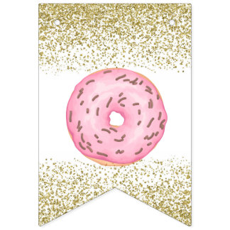 Bannière d'anniversaire joyeuse de Donut Gold