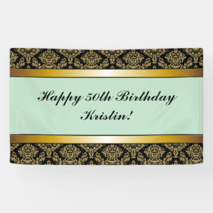 Bannière d'anniversaire Mint Green Any Age Gold D