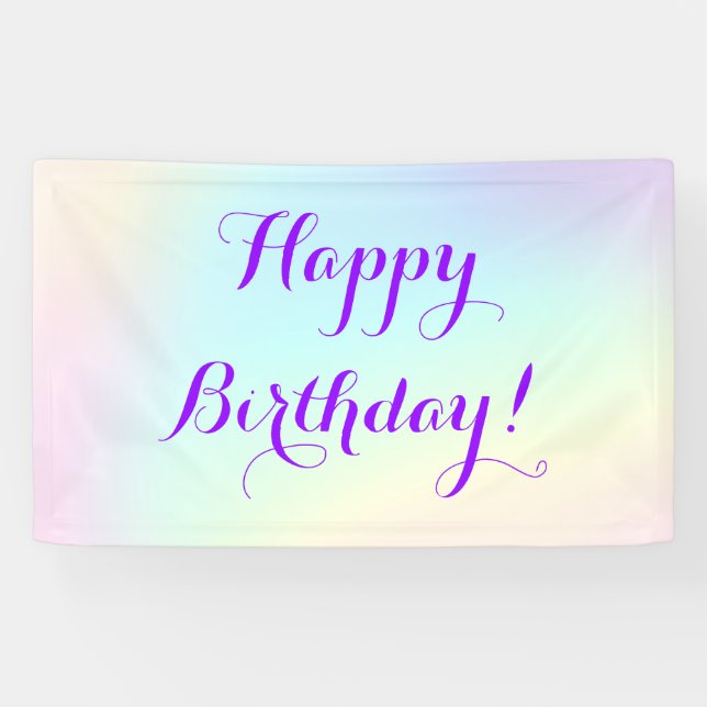 Bannière d'anniversaire Pastel Rainbow (Horizontal)