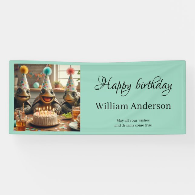 Bannière d'anniversaire personnalisée avec des tor (Horizontal)