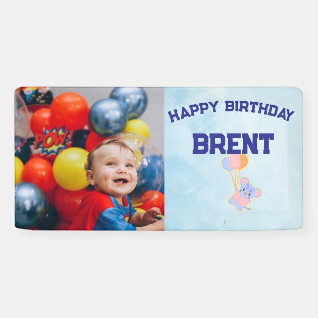 Bannière d'anniversaire personnalisée avec photo e (Horizontal)