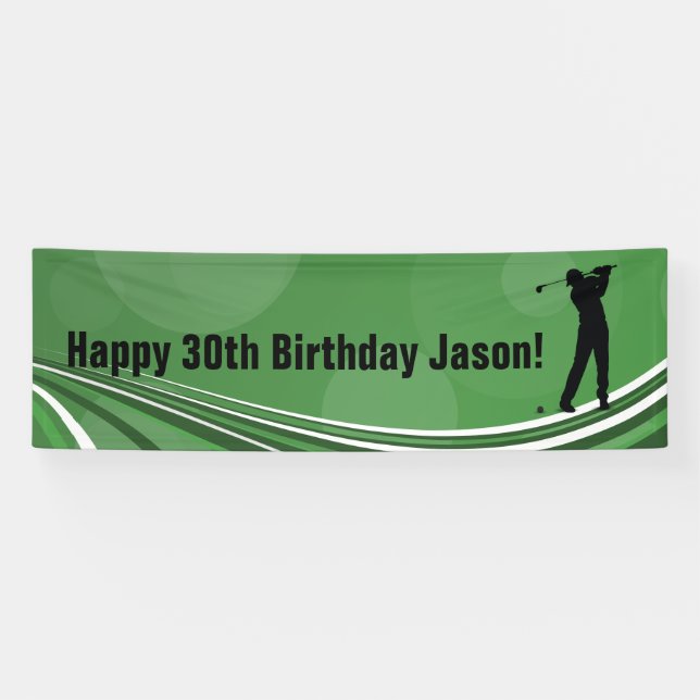 Bannière d'anniversaire personnalisée de golf (Horizontal)