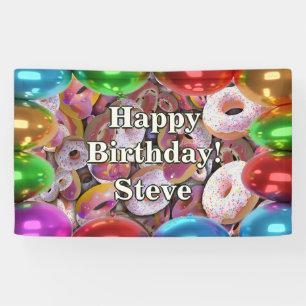Bannière d'anniversaire personnalisée Donuts