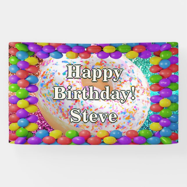 Bannière d'anniversaire personnalisées Donut (Horizontal)
