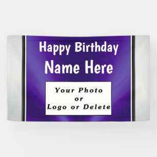 Bannière d'anniversaire pourpre avec votre photo