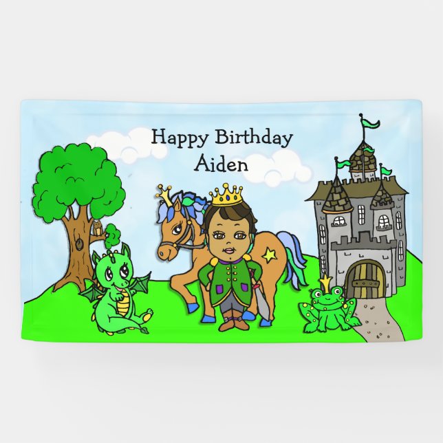 Bannière d'anniversaire Prince personnalisée (Horizontal)