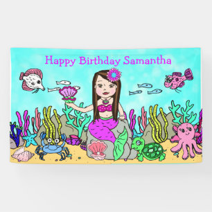 Bannière d'anniversaire Sirène sous la mer