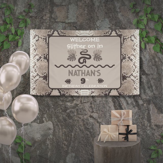 Bannière d'anniversaire taupe serpent à motif anim (Créateur téléchargé)