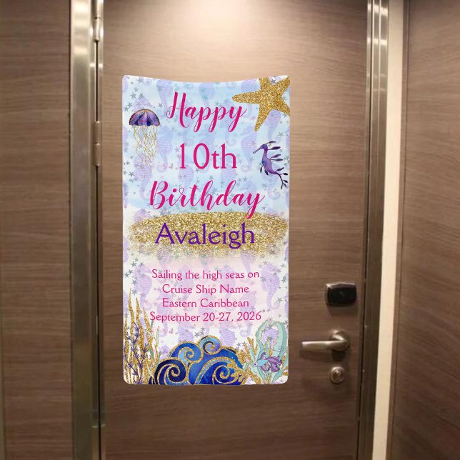 Bannière d'anniversaire très personnelle (Customize this cute sparkly underwater Birthday Banner)