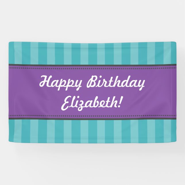 Bannière d'anniversaire turquoise violet Aqua Blue (Horizontal)