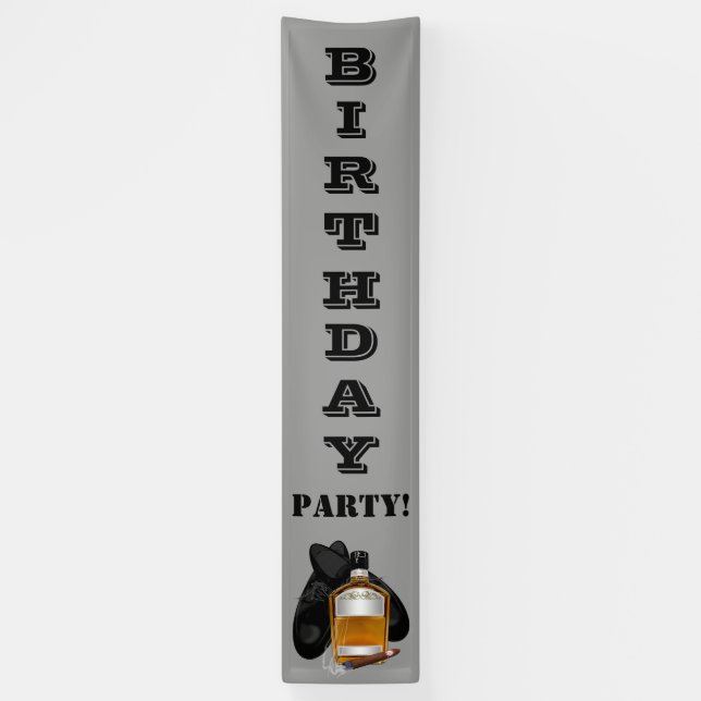 Bannière d'anniversaire Whiskey et Cigare (Vertical)