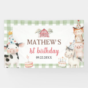 Bannière de 1er anniversaire de jolies Animaux de