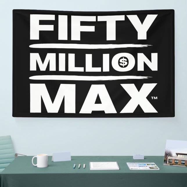 Bannière de 50 millions de maxi™ en logo blanc 4"  (Salon professionnel)