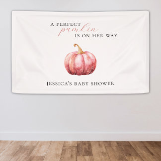 Bannière de Baby shower Citrouille couleur rose
