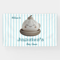 Bannière de Baby shower de bienvenue Blue Cute Dum