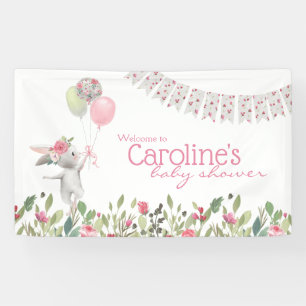 Bannière de Baby shower de Bunny Floral Spring