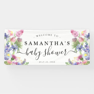 Bannière de Baby shower de Fleur sauvage d'aquarel