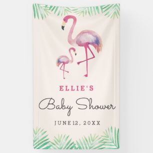 Bannière de Baby Shower Flamant Rose Bébé