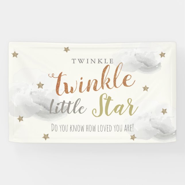 Bannière de Baby shower gris minuscule étoile Twin (Horizontal)